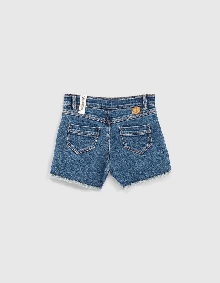 Medium blue jeansshort franjes aan de pijpen meisjes-3