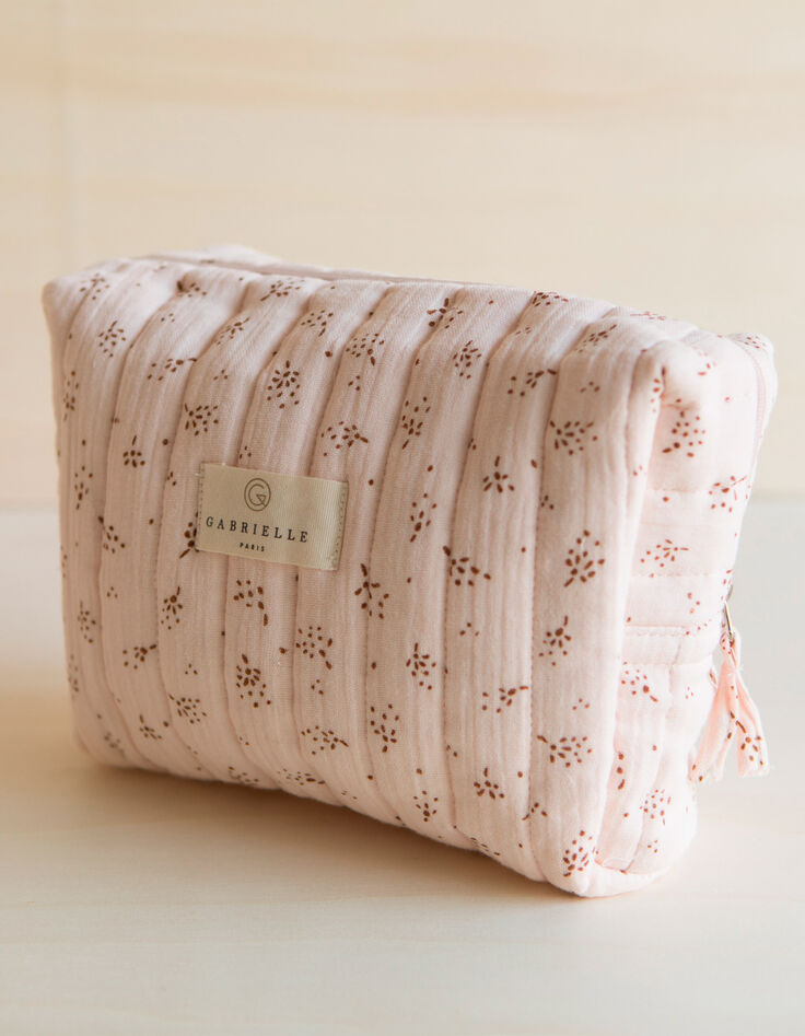 GABRIELLE PARIS pink organic cotton gauze toiletries bag-1
