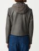 Blouson gris cuir esprit motard parementure-3