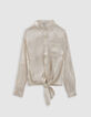 Dameshemd met beige goudlamé stropdas-6