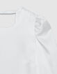 Women's white satin V-neck blouse-8