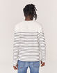 Off White Herrenmatrosenshirt mit blauen Streifen-3