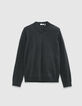 Men’s grey fine-knit wool V-neck sweater-5