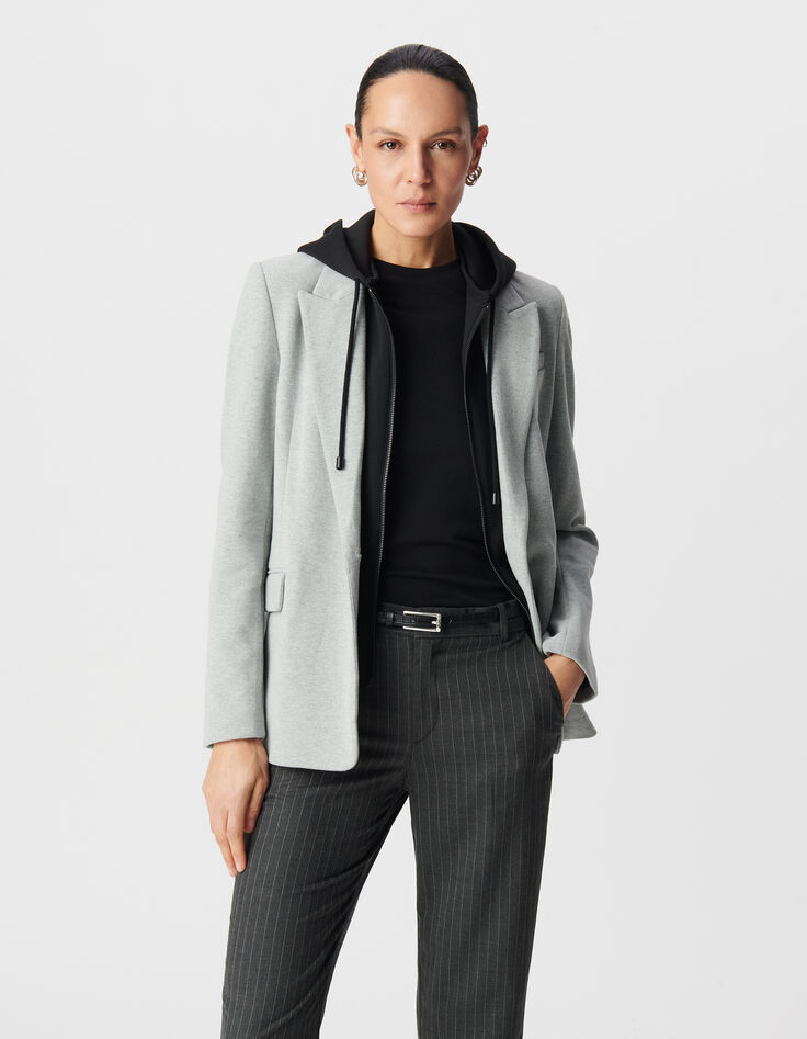 Grey blazer with black hood Women-5