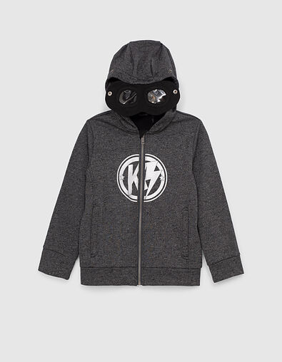 Graue Jungensweatjacke mit Brille und K-Print IKKS HERO - IKKS