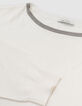 Jersey cuello joya de punto crudo para mujer-7