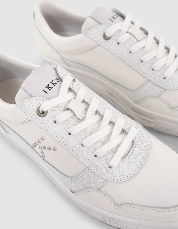 Women’s white leather K studded trainers-5