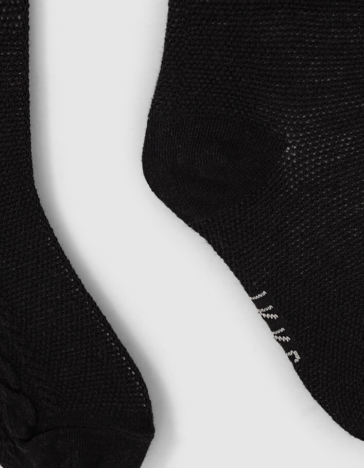 Schwarze Mädchenstrumpfhose mit Zopfstrick seitlich - IKKS