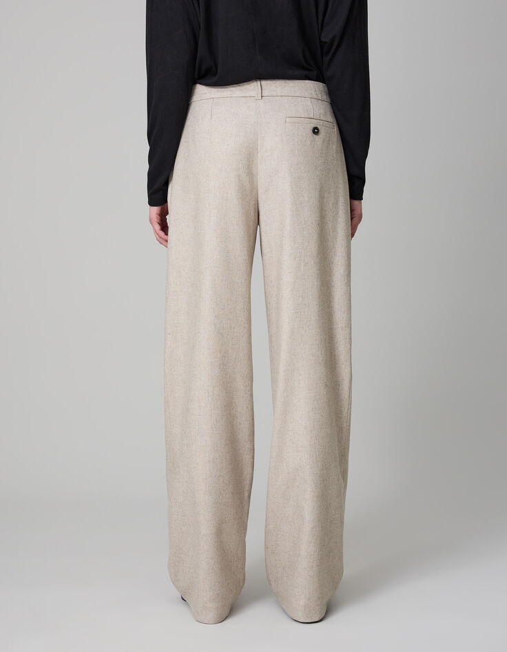 Pure Edition-Pantalon flare sésame flanelle Femme-3