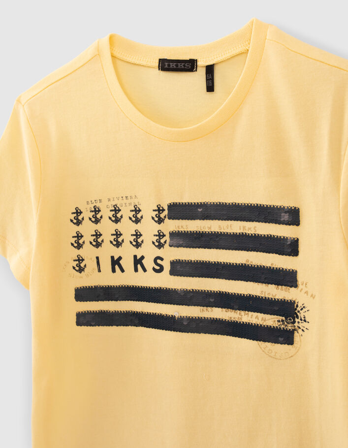 Boys’ yellow reversible sequin organic cotton T-shirt - IKKS