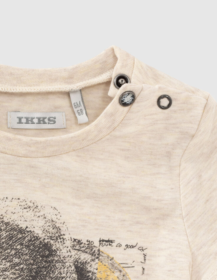 Camiseta beige claro con sombrero bebé niño-2