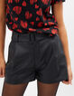 I.Code black faux leather belted shorts-4