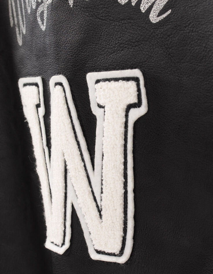 Blouson teddy noir et blanc bi-mati&egrave;re-5