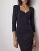 Vestido negro escote cuadrado mangas 3/4 mujer-2