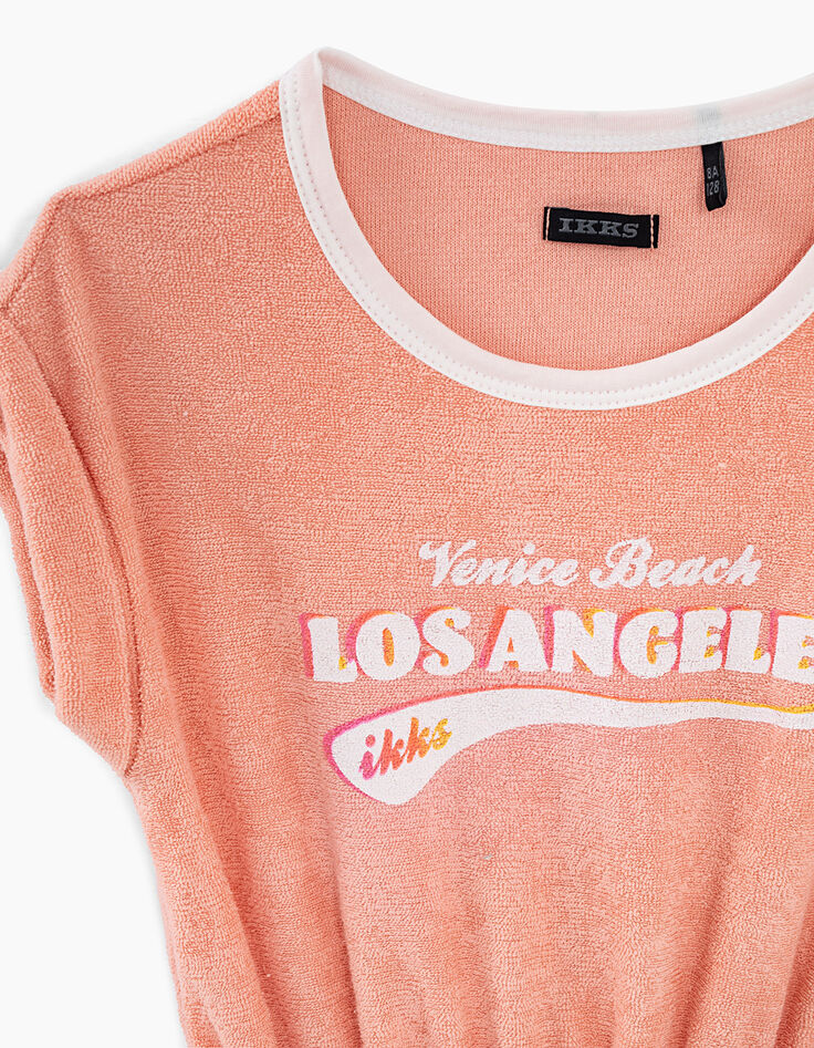 Girls’ peach Venice Beach Los Angeles terry dress-4