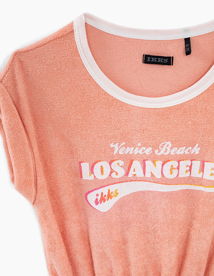 Girls’ peach Venice Beach Los Angeles terry dress - IKKS