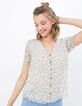 Top blanco roto estampado hojas I.Code-1
