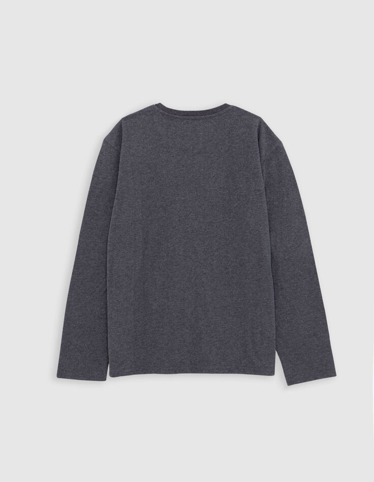 Boy's grey message print T-shirt with sequins embroidery-3