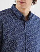 Camisa SLIM azul oscuro estampado vegetal Hombre-4