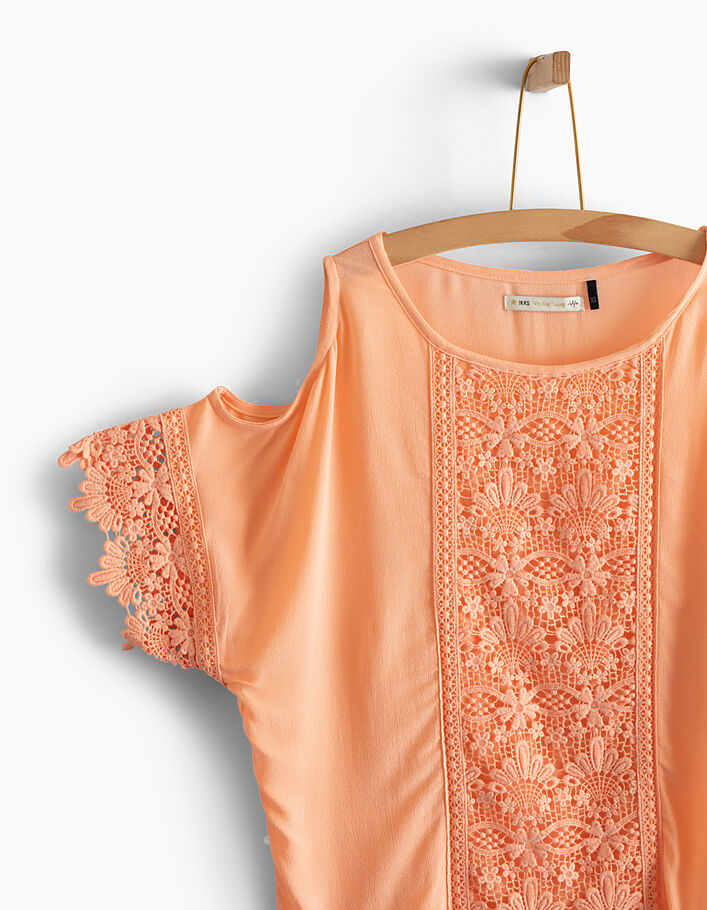 Girls’ coral blouse with ruffled sleeves - IKKS
