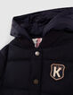 Doudoune navy bi matière fourrée à capuche nylon garçon-2