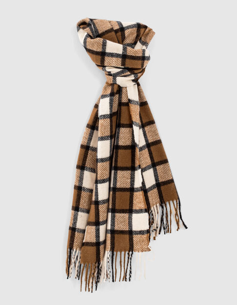 Women’s brown, black and white check large scarf