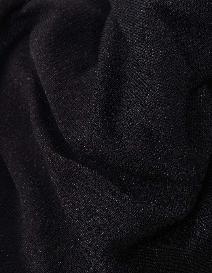 Jersey de mujer de manga larga de punto de lúrex negro con mensaje de tachuelas-6