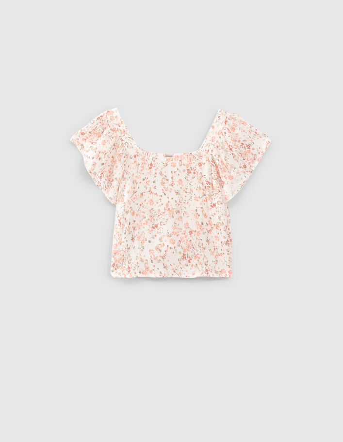 Blusa blanco roto cropped estampado floral niña - IKKS