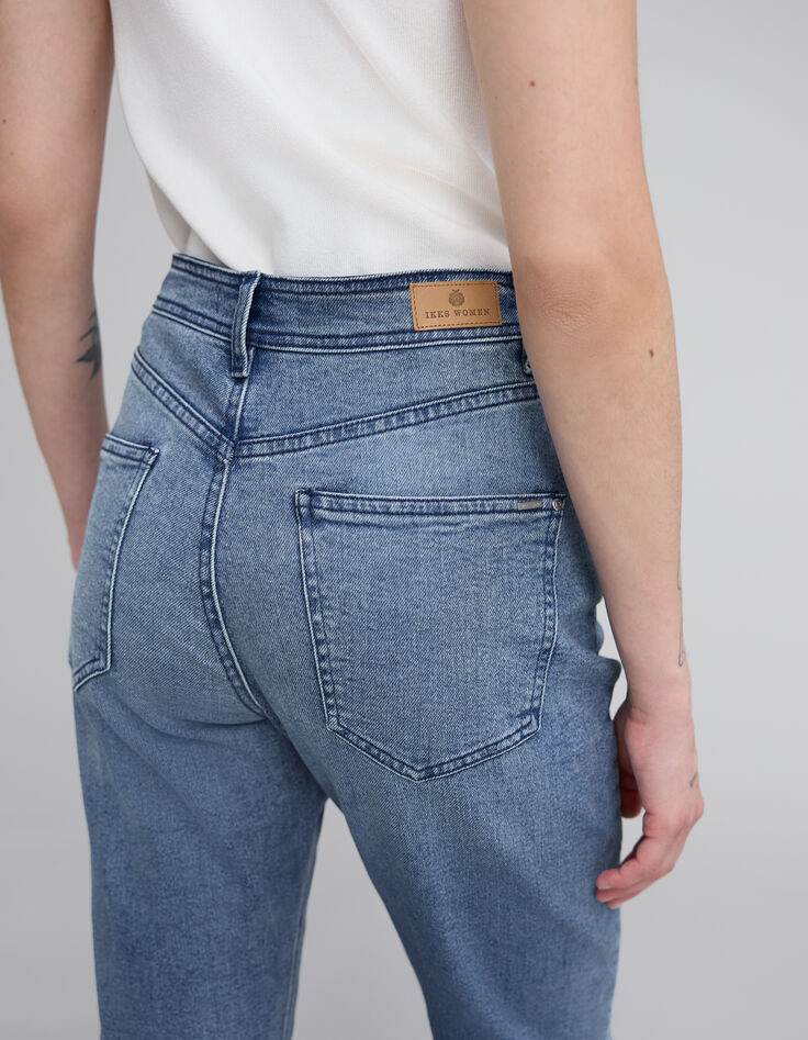 Women's straight waterless button-down denim jeans-4