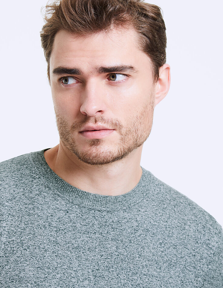 Pull blue green en maille chinée Homme-2 Pull blue green en maille chinée Homme-2