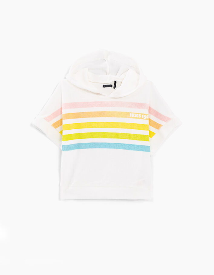 Girls’ off-white rainbow stripe terry sweatshirt - IKKS