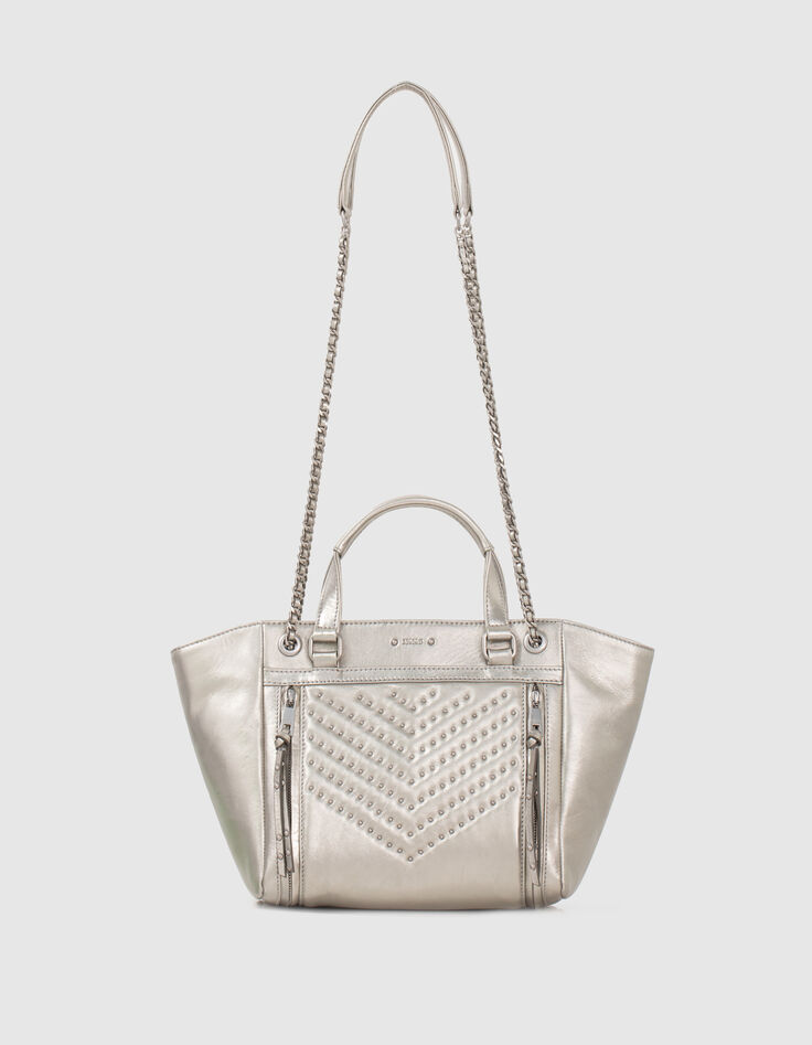 Shopper 1440 Medium silver leer Dames-3