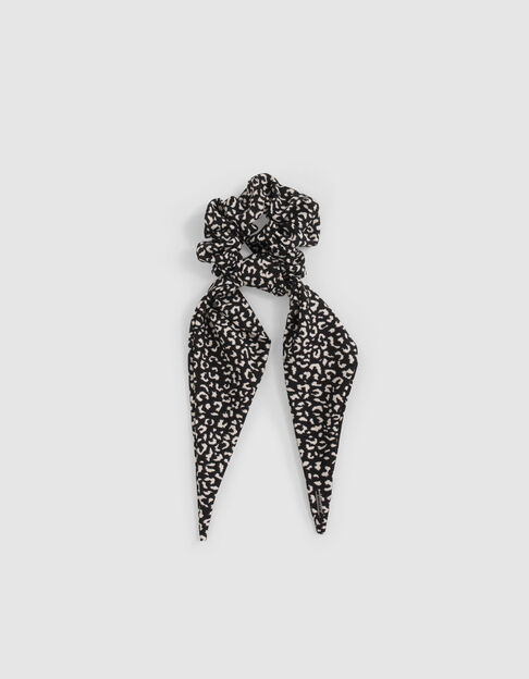 Girls’ black floral print scarf scrunchie - IKKS