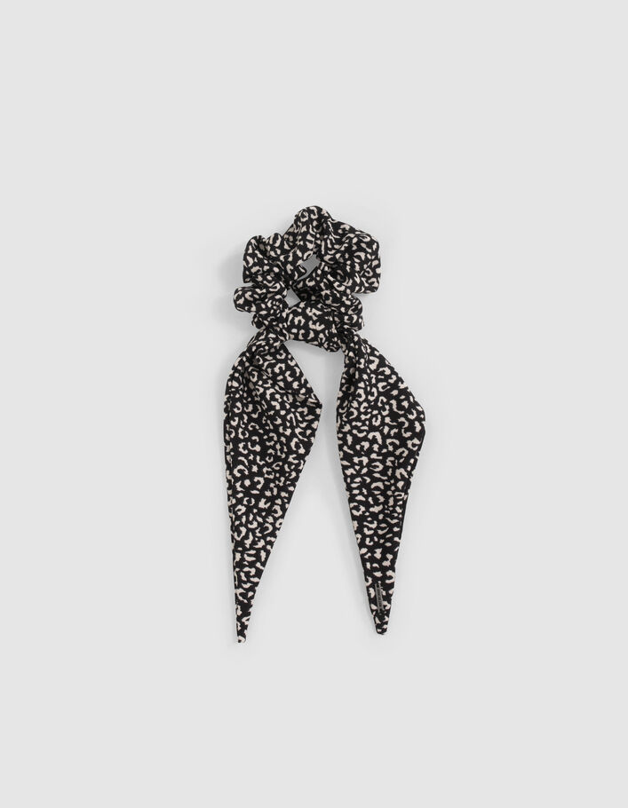 Girls’ black floral print scarf scrunchie - IKKS