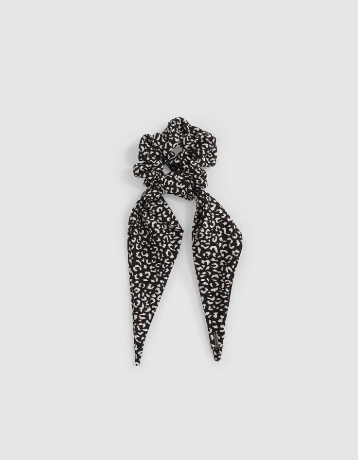 Zwarte sjaalscrunchie bloemenprint meisjes-1