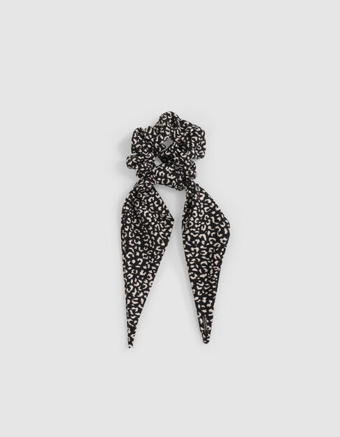 Girls’ black floral print scarf scrunchie