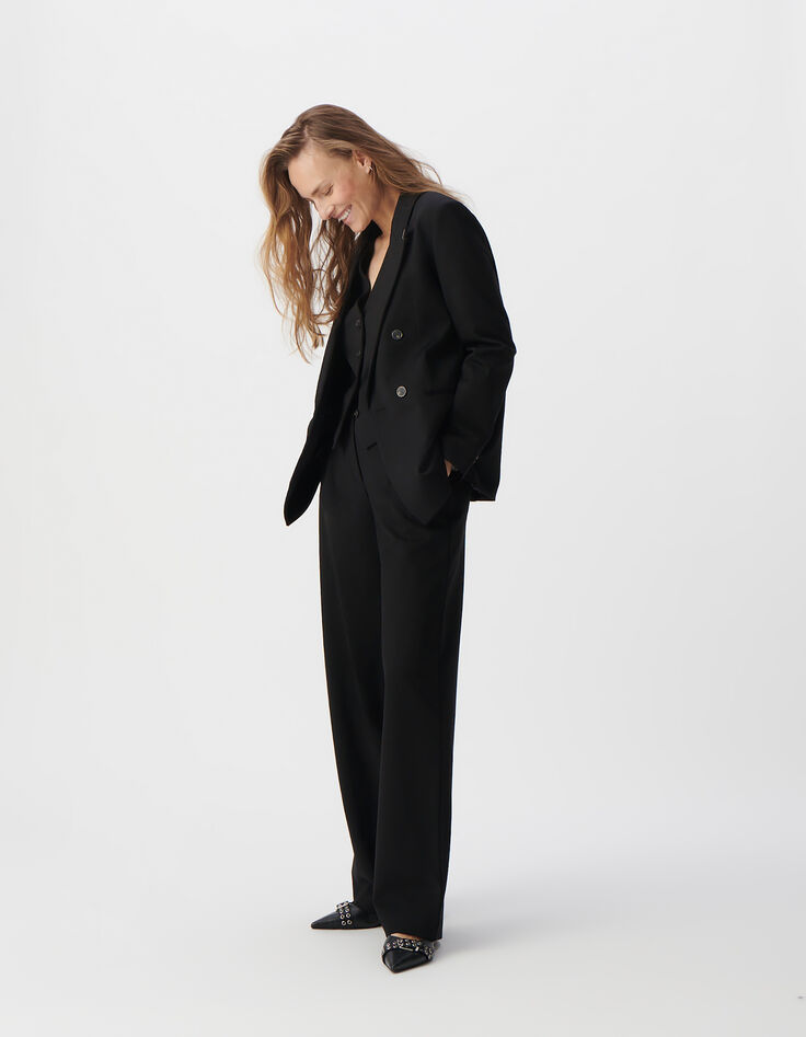 Veste de tailleur noire coupe large maille Milano Femme-2