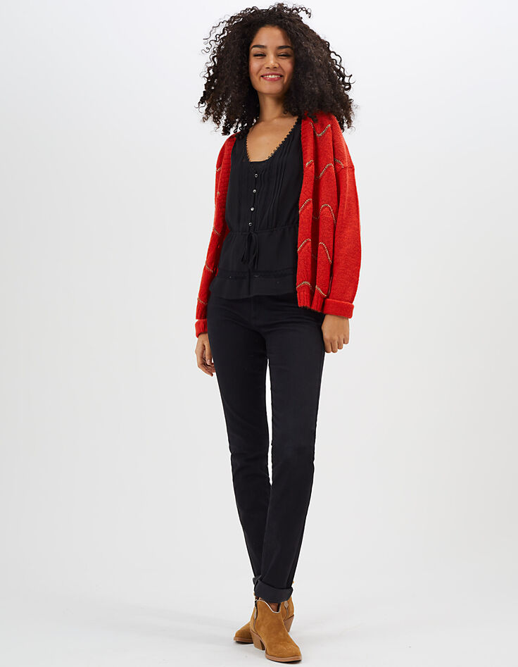 Zwarte 2-in-1-top met kant en plooien I.Code-5 Zwarte 2-in-1-top met kant en plooien I.Code-5