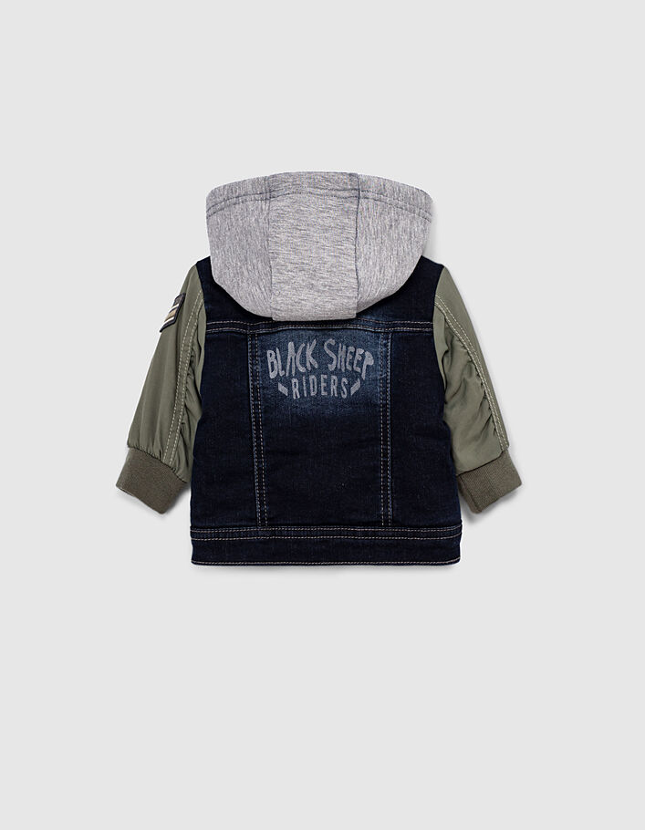 Baby boys’ rinse wash hooded denim jacket + nylon sleeves - IKKS