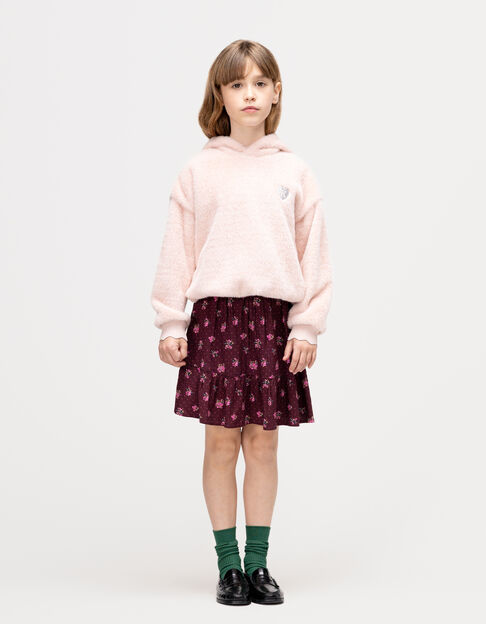 Falda corta burdeos ramos niña - IKKS