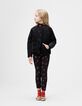 Girls’ black quilted embroidered velvet cardigan-1
