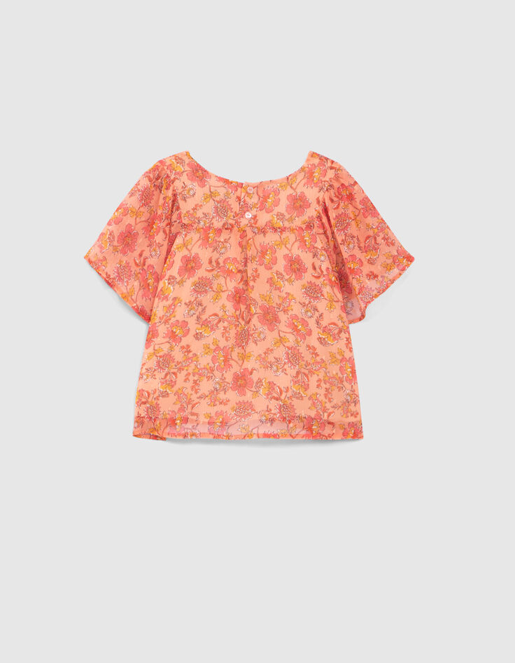 Vloeiende oranje blouse print meisjes-3