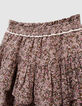 Jupe courte rose imprimé fleurs d'automne fille-3