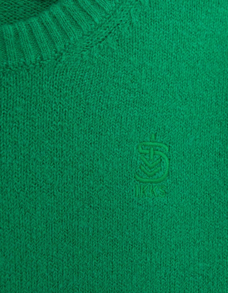 Grüner flauschiger Strickpullover für Jungen-6