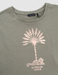 Khaki Mädchen-T-Shirt, Biobaumwolle, Palmen-Tiger, kupfer-3