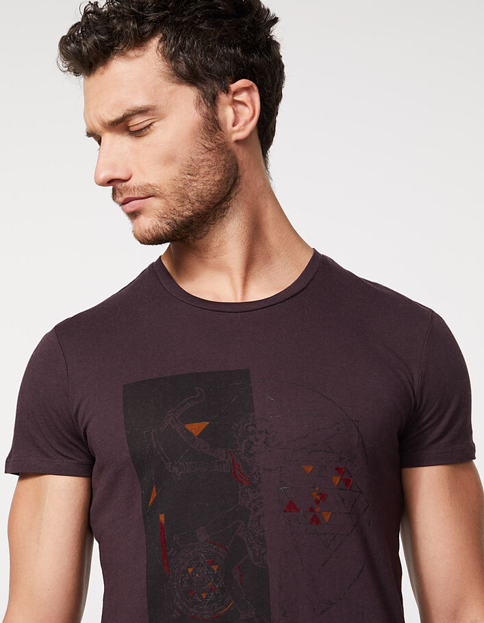 Men’s plum Vitruvian Man-feel T-shirt - IKKS