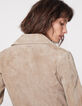 Women's beige goat suede jacket-5