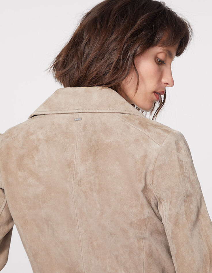 Women's beige goat suede jacket-5