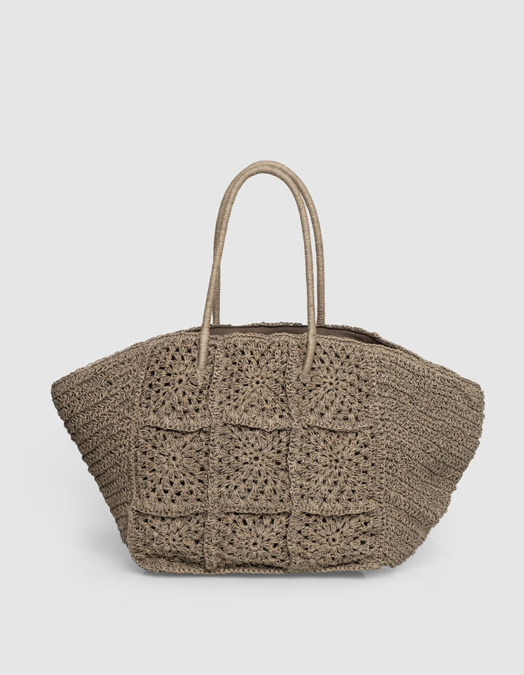 Panier kaki tressage façon raphia-2 Panier kaki tressage façon raphia-2