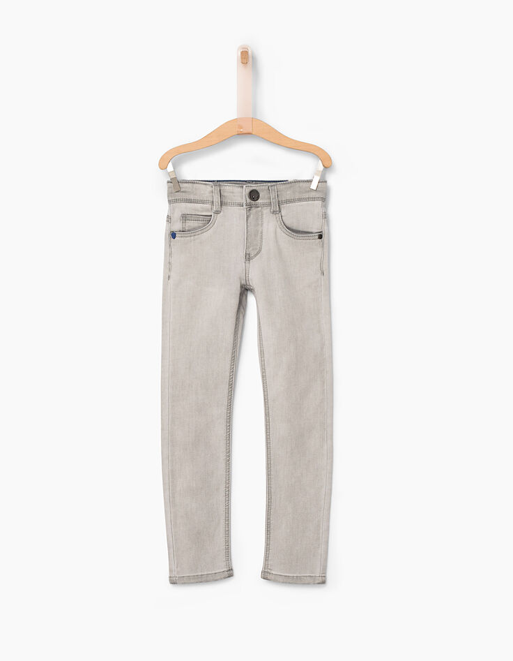Boys’ bleached grey+topstitch on back skinny jeans -1